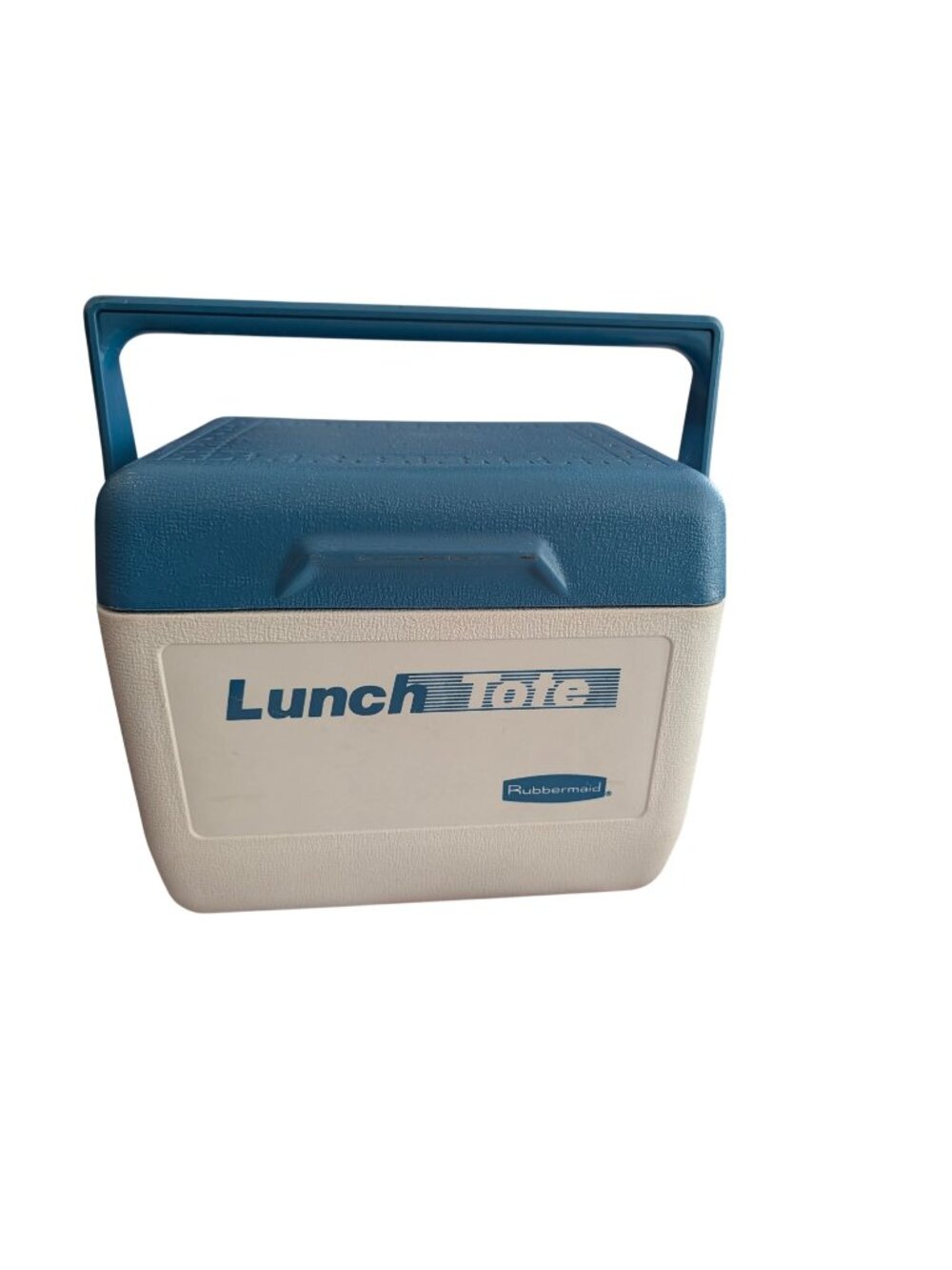Vintage Rubbermaid Lunch Tote Cooler Blue & White With Handle Compact Design